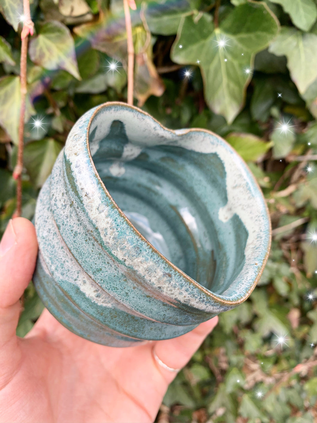 RIPPLE HEART POT - CLOUDY FIELDS