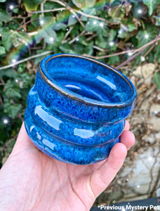 Handmade blue pottery planter